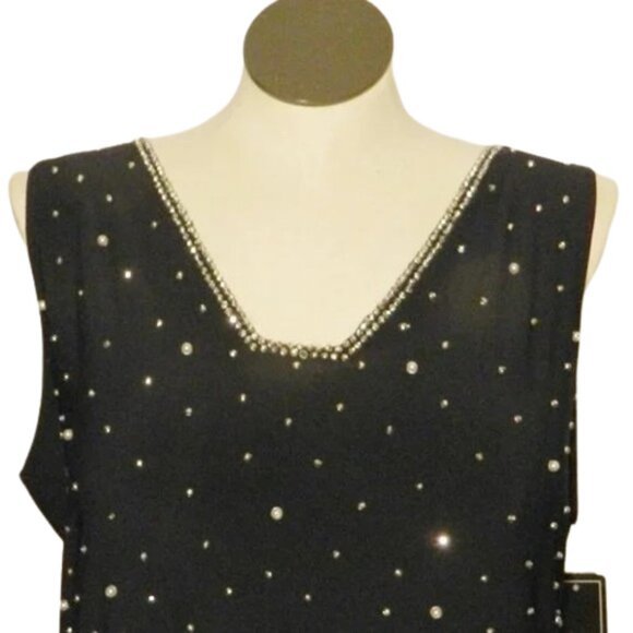 MSK Woman $60 2013429 Embellished Sleeveless V-Neck Tank Top Navy Sz 1X NWT - Picture 2 of 3